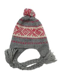 Dámská šedo-růžovo-bílá vzorovaná čepice Dorothy Perkins 