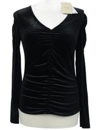 Nové - Dámské černé sametové řasené triko Vila 