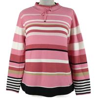 Dámský růžovo-černo-bílý pruhovaný svetr Rabe 