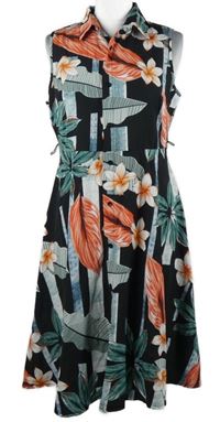 Dámské černé květované košilové šaty Shein 