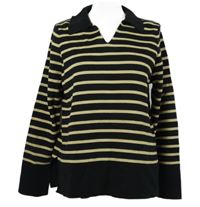 Dámský černo-béžový pruhovaný svetr s límečkem Tamsy 