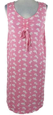 Dámská růžová kytičkovaná noční košile se stahováním Studio 