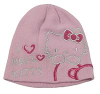 Růžová pletená čepice s Hello Kitty Sanrio