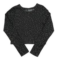 ČErno-šedé crop triko s flíčky Primark