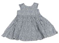 Bílo-modré květinové plátěné šaty H&M