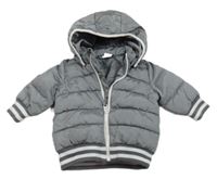 Šedá šusťáková zimní bunda s kapucí H&M