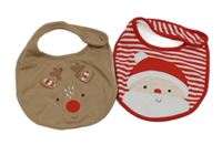 2x nákrčník béžový se sobem+ pruhovaný se Santa Clausem 