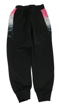 Černo-neonově růžovo-bílé sportovní kalhoty 