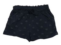 Tmavomodré bavlněné kraťasy se srdíčky H&M