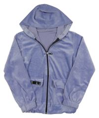 Modrá plyšová propínací mikina s kapucí