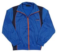 Modro-tmavomodrá sportovní propínací mikina s nápisem