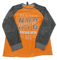 ORanžovo-šedá sametová pyžamová mikina s nápisem C&A