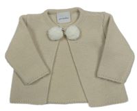 Světlebéžový svetrový cardigan s bambulkami
