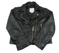 Černá koženková jarní bunda River Island