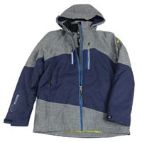 Šedo-tmavomodrá šusťáková zimní funkční bunda s kapucí killtec