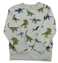 Světlešedá melírovaná mikina s dinosaury C&A