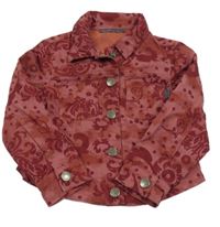 Růžovo-rezavá vzorovaná riflová bunda 