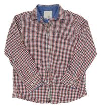 Tmavomodro-červeno-bílá kostkovaná košile