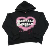 Černá mikina se srdíčkem s nápisem a kapucí Matalan