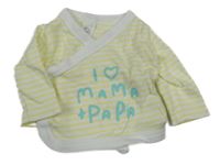 Bílo-žluté pruhované propínací triko s nápisem C&A