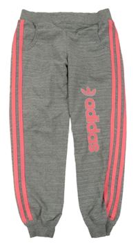Šedo-růžové melírované tepláky Adidas