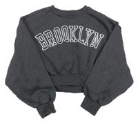 Antracitová crop mikina s nápisem Primark