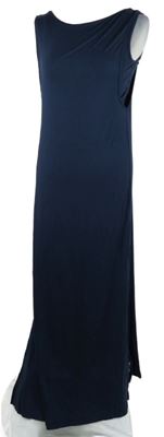 Dámské tmavomodré dlouhé vrstvené šaty s rozparky M&S