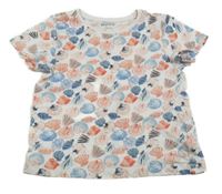 Bílé tričko s modro-červenými mušlemi