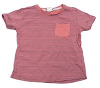 Růžovo-šedé pruhované tričko s kapsičkou Miniclub