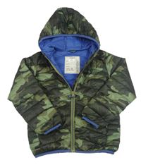 Khaki army šusťáková prošívaná lehká zateplená bunda s kapucí M&S