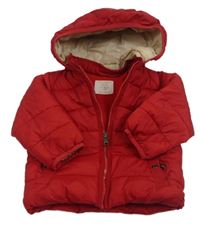 Červená šusťáková zimní bunda s kapucí Zara