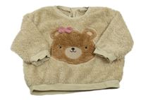 Béžová chlupatá mikina s medvědem zn. Next