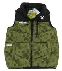 Nové - Černo-khaki vzorovaná šusťáková zateplená vesta - Minecraft