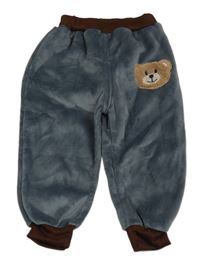 Tmavošedé plyšové tepláky s medvídkem 