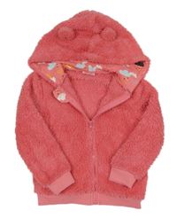 Růžová chlupatá propínací mikina s kapucí so cute