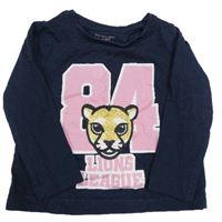 Tmavomodré triko s číslem a lvíčkem Primark 