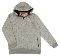 Šedá melírovaná mikina s nápisem a kapucí C&A