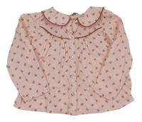 Světlerůžová halenka s listy a límečkem La Redoute