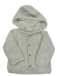 Bílý propínací podšitý svetr s kapucí 