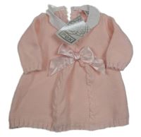 Nové - Světlerůžové pletené šaty s límečkem 