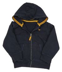 Tmavomodrá propínací mikina s dinem a kapucí Next