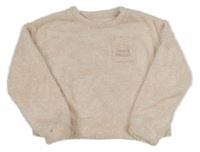 Světlerůžová chlupatá třpytivá mikina s nápisem 