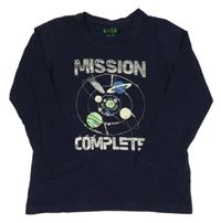 Tmavomodré triko s potiskem Tchibo