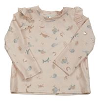 Světlerůžové UV triko se zvířátky H&M