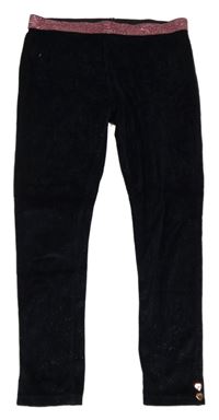 Tmavomodré sametové třpytivé legíny s růžovým pasem Ted Baker