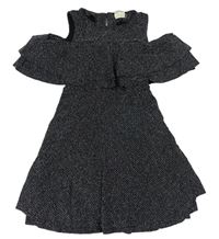 Černo-stříbrné šaty s volánem Zara