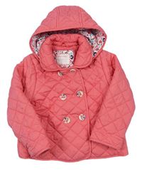 Růžová prošívaná zateplená bunda s kapucí Tu