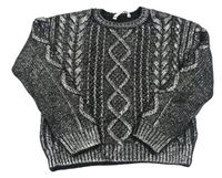 Černo-stříbrný vzorovaný svetr M&S