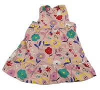 Světlerůžové bavlněné šaty s kytičkami Mothercare