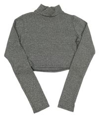 Šedé melírované crop triko s rolákem Influence